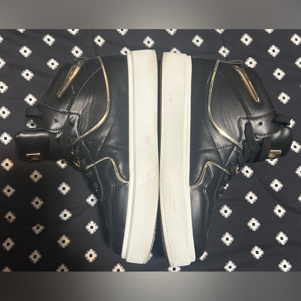 Bebe black high tops w/ gold accents & white bottoms- size 8 &1/2 - Picture 4 of 8